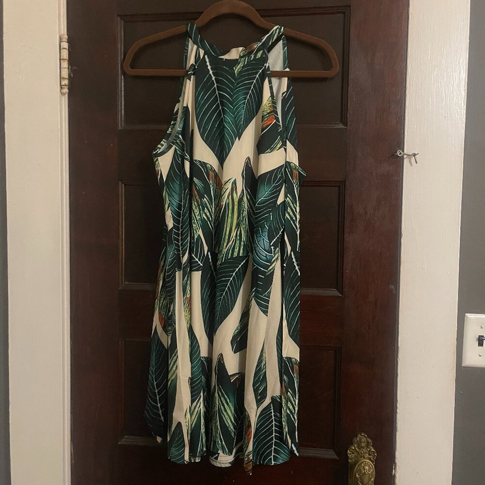 Shien Tropical Shift Dress Size 6 (M), Green, White, Cream